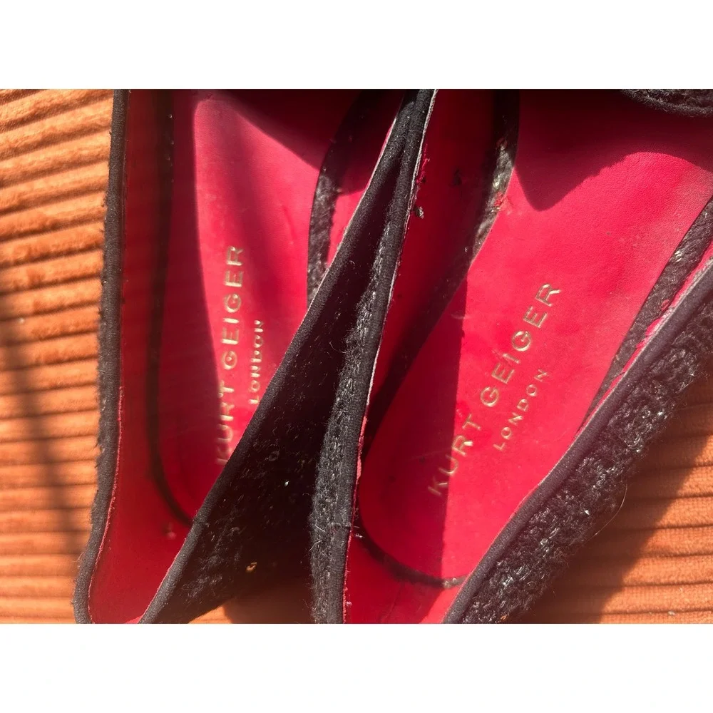 Kurt Geiger Loafers Women's Size 8 Black Good Crystal Buckle Tweed‎ Sparkle